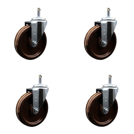 Service Caster 5'' High Temp Phenolic Wheel Swivel 7/16'' Grip Ring Stem Caster Set, 4PK SCC-GR20S514-PHSHT-716138-4